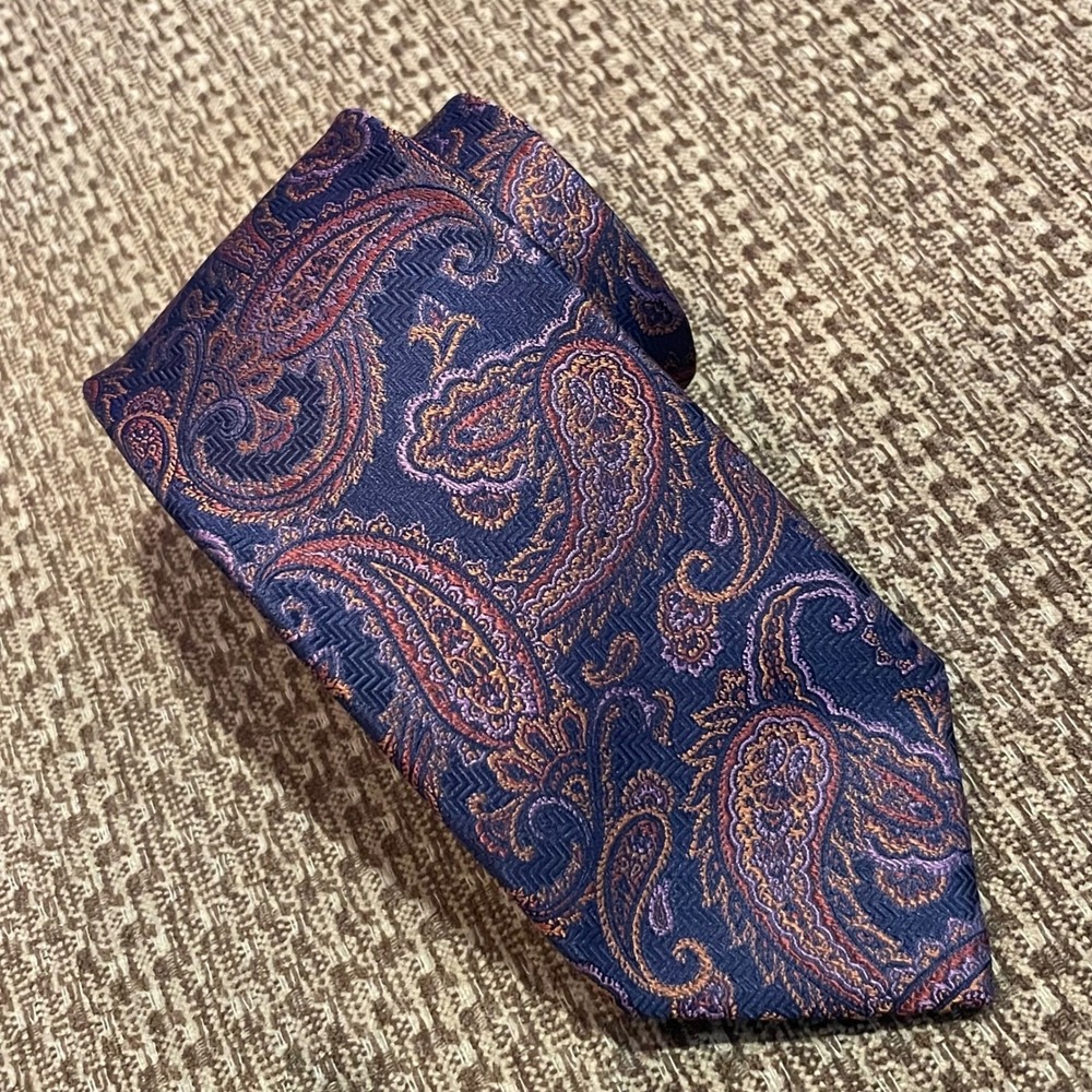 Robert Talbott Mens Silk Paisley Necktie Blue Red‎ Formal Heritage Old Money
